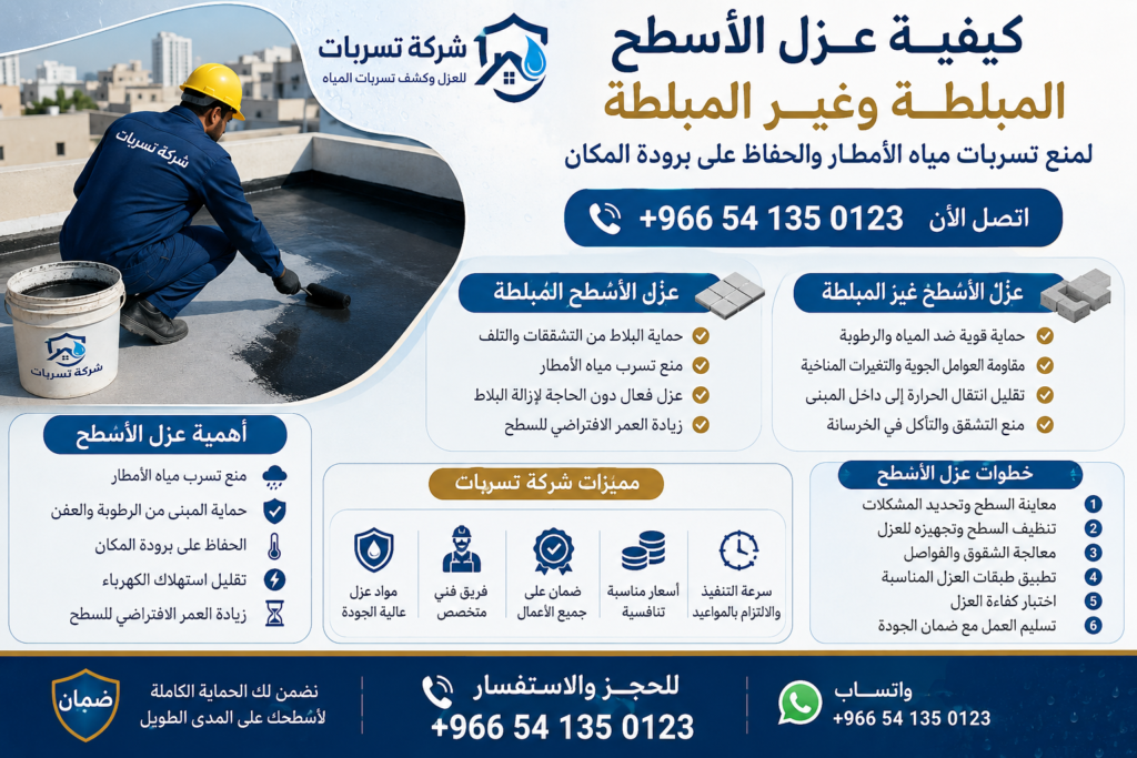 كيفية عزل الأسطح المبلطة وغير المبلطة لمنع تسربات مياه الأمطار
